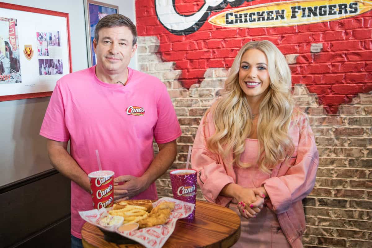 Todd Graves and Megan Moroney at Raising Cane's in Athens; Photo by Andrew Wendowski