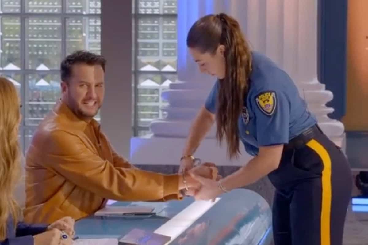 Police Officer Julia Sienna Arresting Luke Bryan; Photo Courtesy of American Idol via ABC