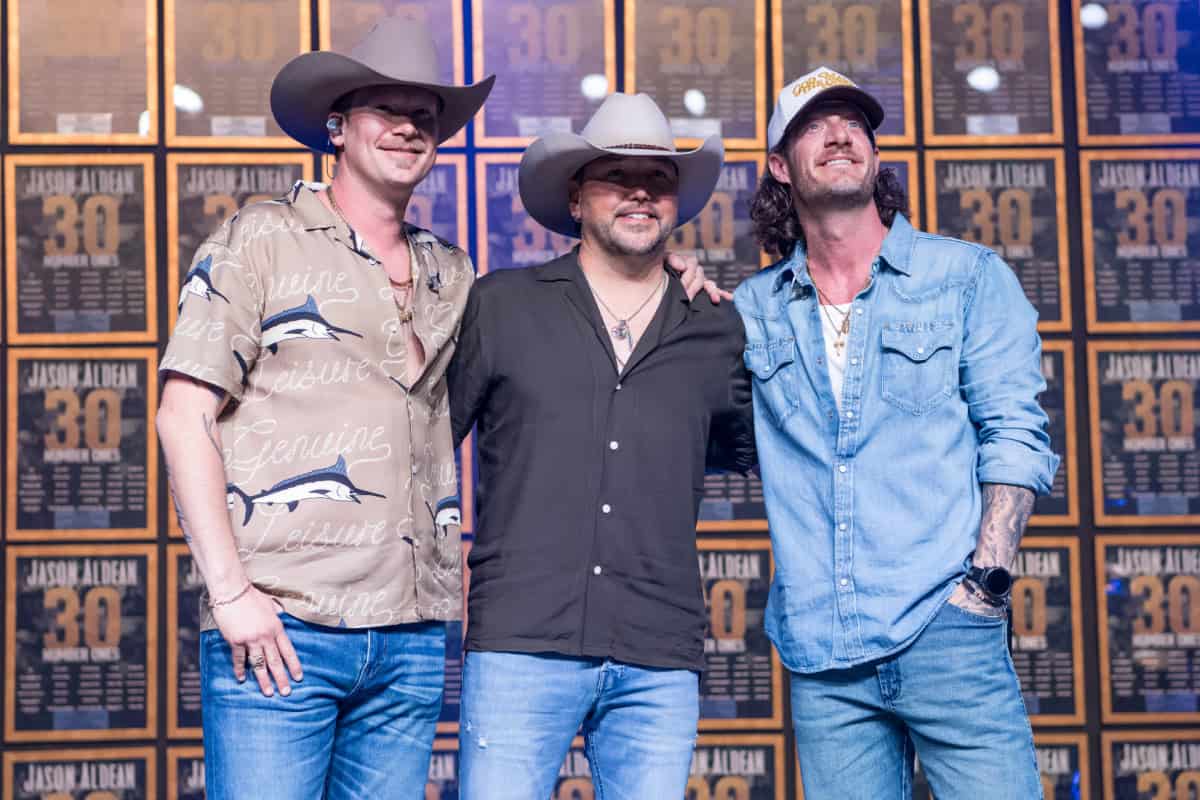 Brian Kelley and Tyler Hubbard of Florida Georgia Line and Jason Aldean; Photo by Andrew Wendowski