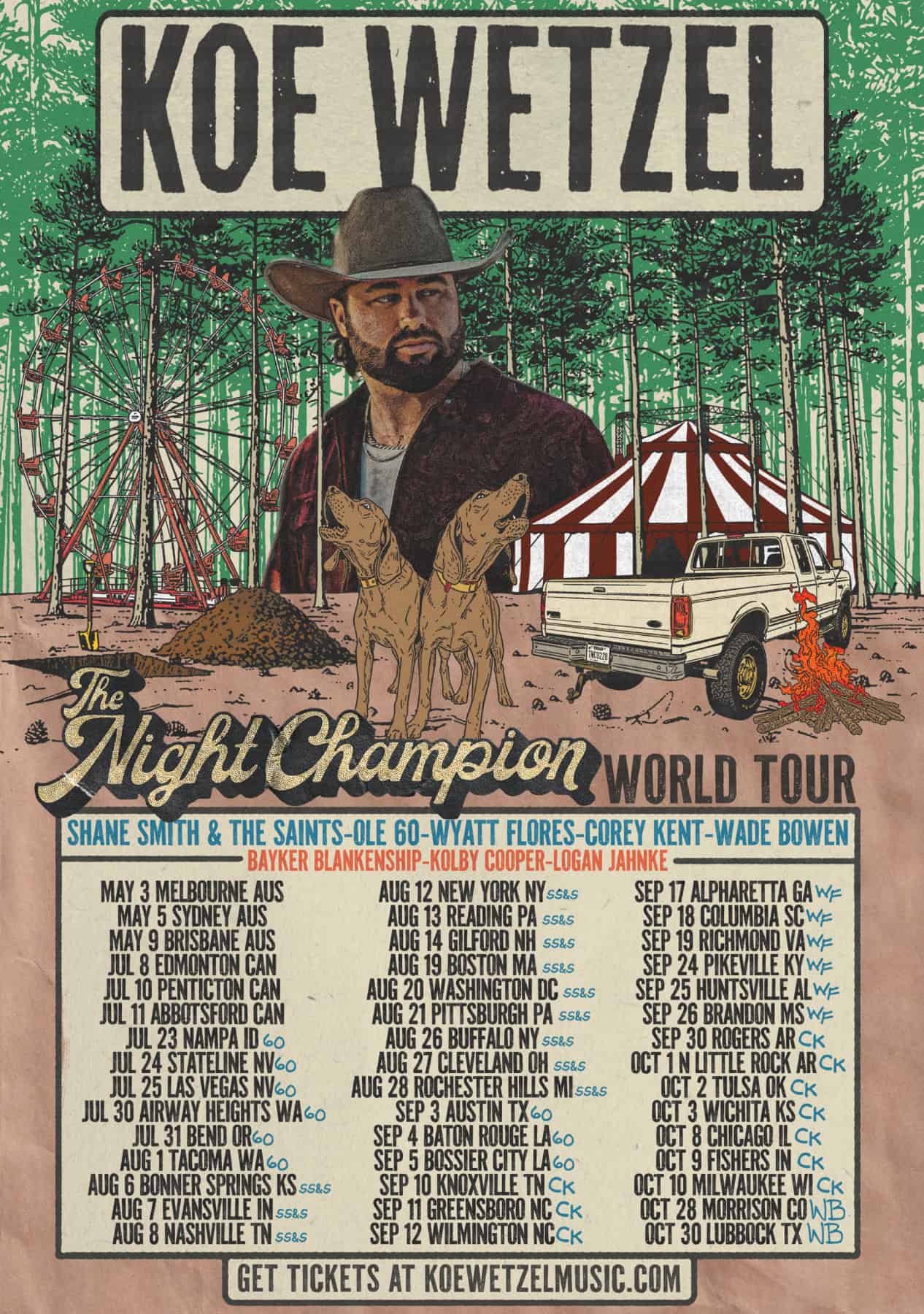 Koe Wetzel The Night Champion World Tour