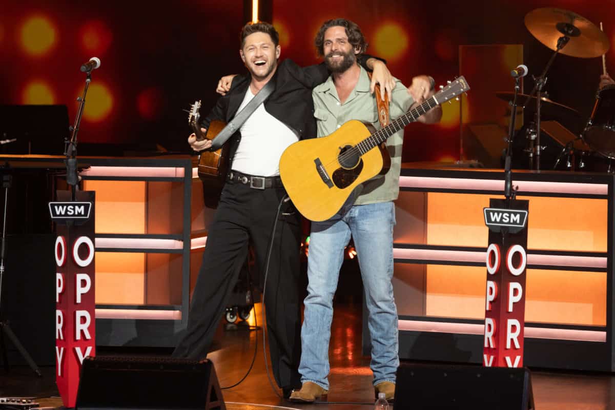 Niall Horan and Thomas Rhett; Photos Courtesy of Chris Hollo via Grand Ole Opry